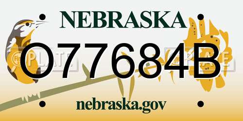 O77684B Nebraska License Plate