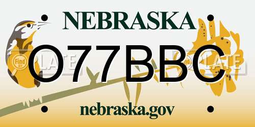 O77BBC Nebraska License Plate