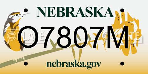 O7807M Nebraska License Plate