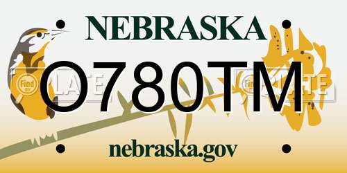 O780TM Nebraska License Plate