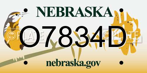 O7834D Nebraska License Plate