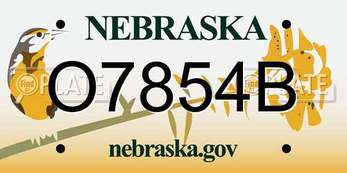 O7854B Nebraska License Plate