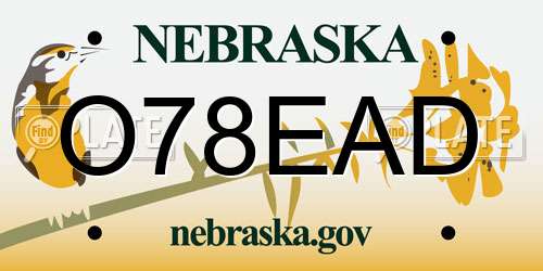 O78EAD Nebraska License Plate