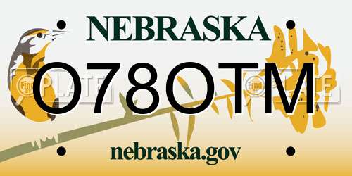 O78OTM Nebraska License Plate