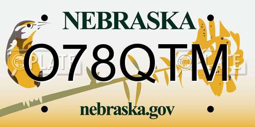 O78QTM Nebraska License Plate