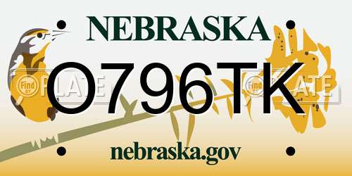 O796TK Nebraska License Plate