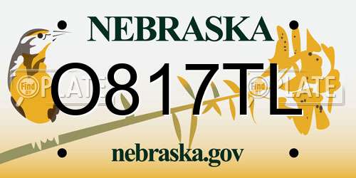 O817TL Nebraska License Plate