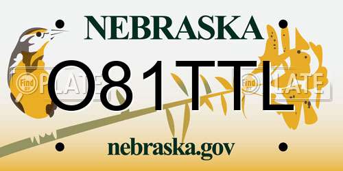 O81TTL Nebraska License Plate