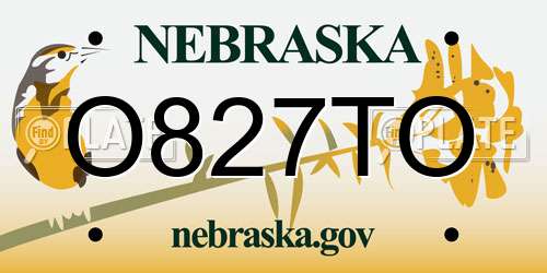 O827TO Nebraska License Plate