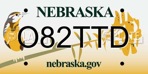 O82TTD Nebraska License Plate