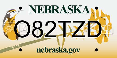 O82TZD Nebraska License Plate
