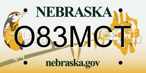 O83MCT Nebraska License Plate