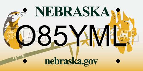 O85YML Nebraska License Plate