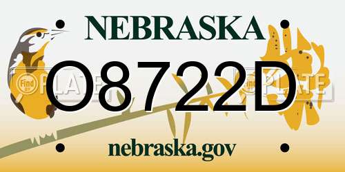 O8722D Nebraska License Plate