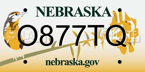 O877TQ Nebraska License Plate