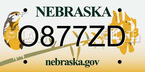 O877ZD Nebraska License Plate