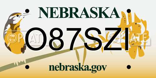 O87SZI Nebraska License Plate