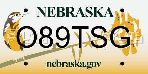 O89TSG Nebraska License Plate