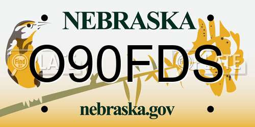 O90FDS Nebraska License Plate