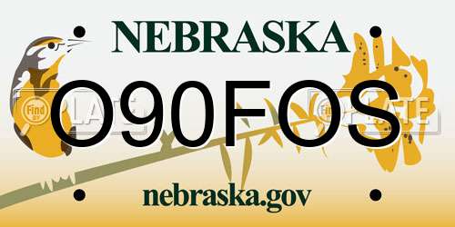 O90FOS Nebraska License Plate