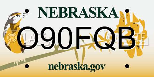 O90FQB Nebraska License Plate