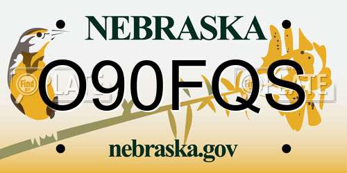 O90FQS Nebraska License Plate