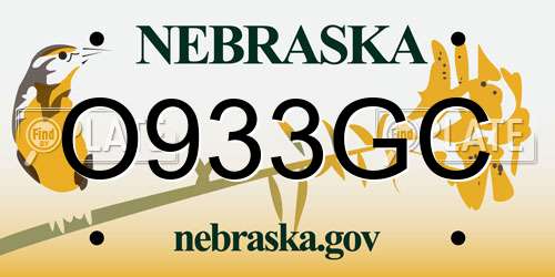 O933GC Nebraska License Plate