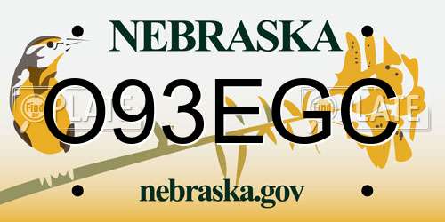O93EGC Nebraska License Plate