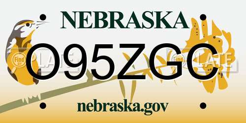 O95ZGC Nebraska License Plate