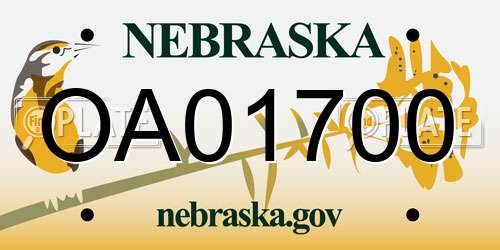 OA01700 Nebraska License Plate