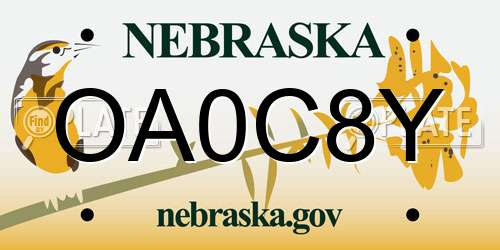 OA0C8Y Nebraska License Plate