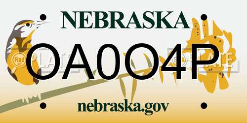 OA0O4P Nebraska License Plate
