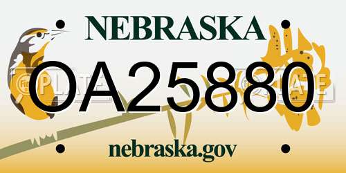 OA25880 Nebraska License Plate