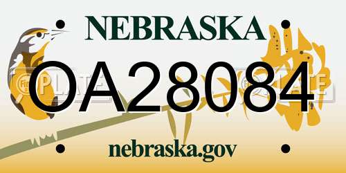 OA28084 Nebraska License Plate