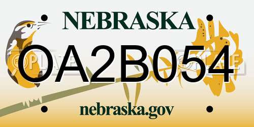 OA2B054 Nebraska License Plate