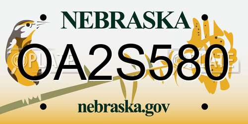 OA2S580 Nebraska License Plate