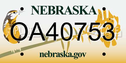 OA40753 Nebraska License Plate