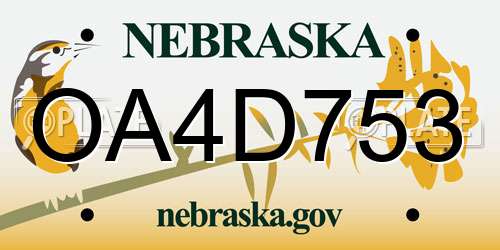 OA4D753 Nebraska License Plate