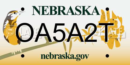 OA5A2T Nebraska License Plate