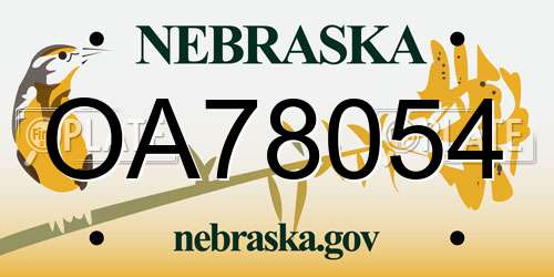 OA78054 Nebraska License Plate