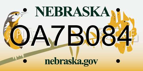 OA7B084 Nebraska License Plate