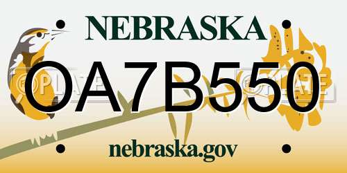 OA7B550 Nebraska License Plate