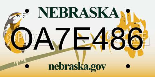 OA7E486 Nebraska License Plate