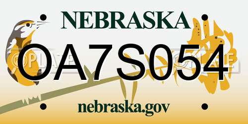 OA7S054 Nebraska License Plate