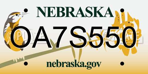 OA7S550 Nebraska License Plate