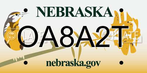OA8A2T Nebraska License Plate
