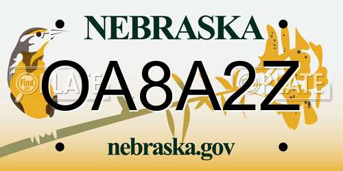 OA8A2Z Nebraska License Plate