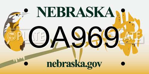 OA969 Nebraska License Plate
