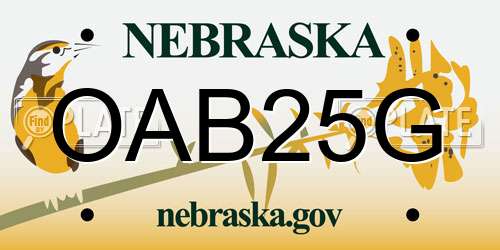 OAB25G Nebraska License Plate