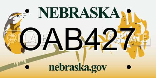 OAB427 Nebraska License Plate